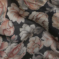 Charcoal Black Rose Floral Cotton Lawn Fabric 110cm