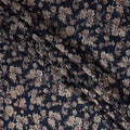 Navy Blue Small Floral Foil Viscose 110cm