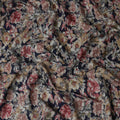 Navy Blue Large Floral Foil Viscose Fabric 110cm