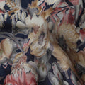 Navy Blue Large Floral Foil Viscose Fabric 110cm