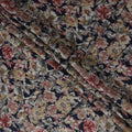 Navy Blue Large Floral Foil Viscose Fabric 110cm