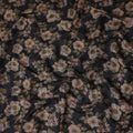 Jet Black Floral Cotton Lawn Fabric 110cm