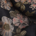 Jet Black Floral Cotton Lawn Fabric 110cm