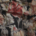 Onyx Black Floral Cotton Lawn Fabric 110cm