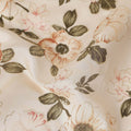 Almond Beige Floral Cotton Lawn Fabric 110cm