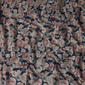 Navy Blue Rose Foil Viscose Fabric 110cm India
