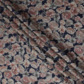 Navy Blue Rose Foil Viscose Fabric 110cm India