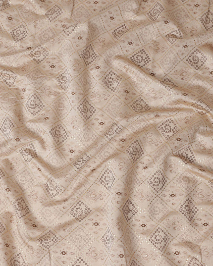 Beige Diamond Geometric Foil Viscose 110cm