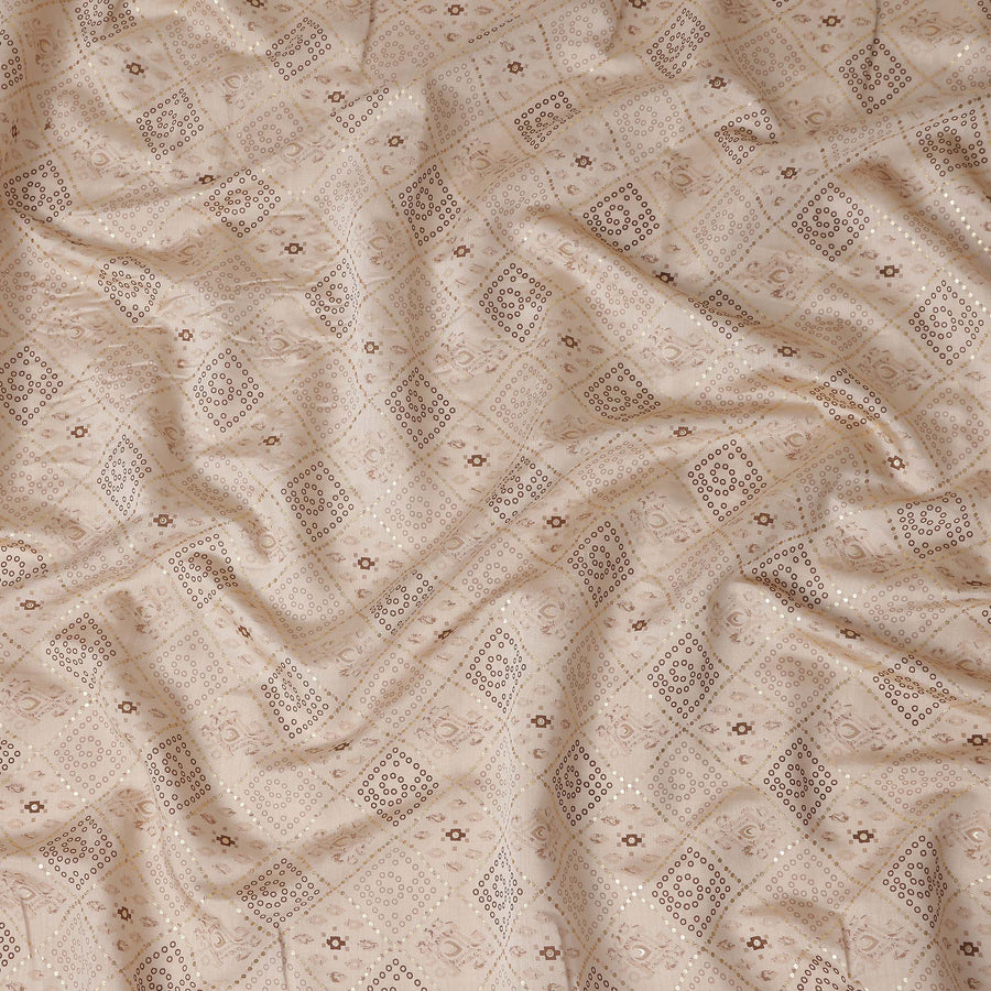 Beige Diamond Geometric Foil Viscose 110cm