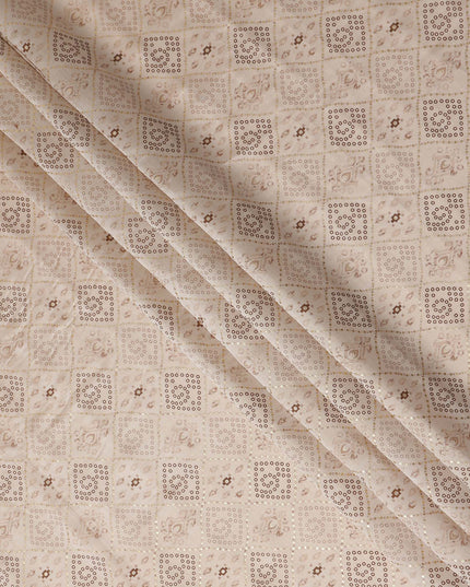 Beige Diamond Geometric Foil Viscose 110cm