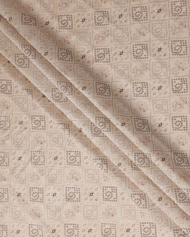 Beige Diamond Geometric Foil Viscose 110cm