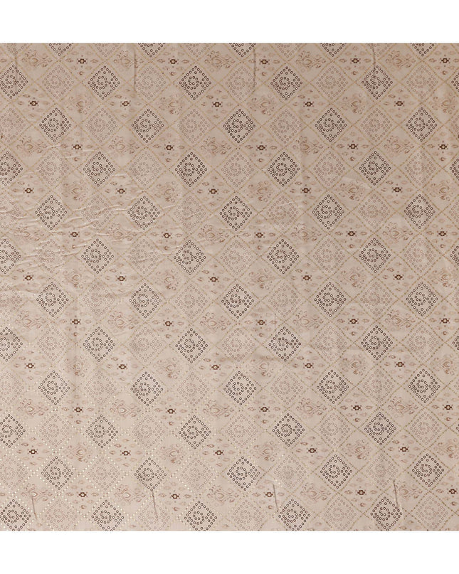 Beige Diamond Geometric Foil Viscose 110cm