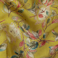 Chartreuse Yellow Floral Leaf Cotton Lawn Fabric 110cm