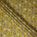 Chartreuse Yellow Floral Leaf Cotton Lawn Fabric 110cm