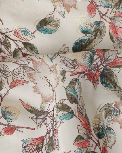 Ivory White Floral Cotton Lawn Fabric 110cm