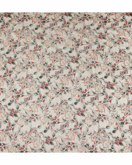 Ivory White Floral Cotton Lawn Fabric 110cm