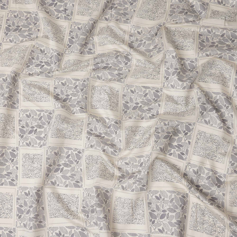 Grey Geometric Foil Viscose Fabric 110cm India