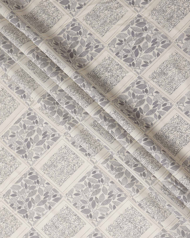 Grey Geometric Foil Viscose Fabric 110cm India