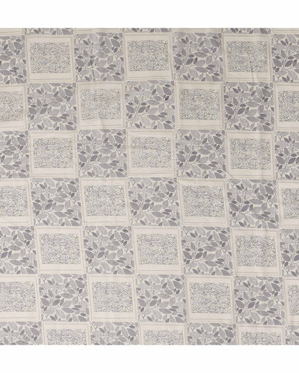 Grey Geometric Foil Viscose Fabric 110cm India