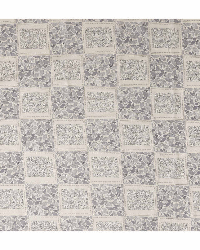 Grey Geometric Foil Viscose Fabric 110cm India