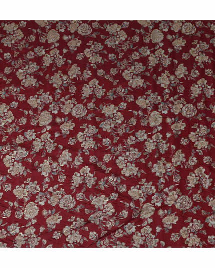 Crimson Red Rose Foil Viscose Fabric 110cm