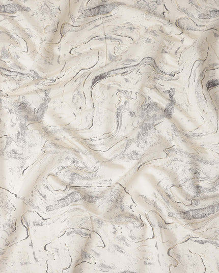 Ivory Marble Abstract Foil Viscose Fabric 110cm