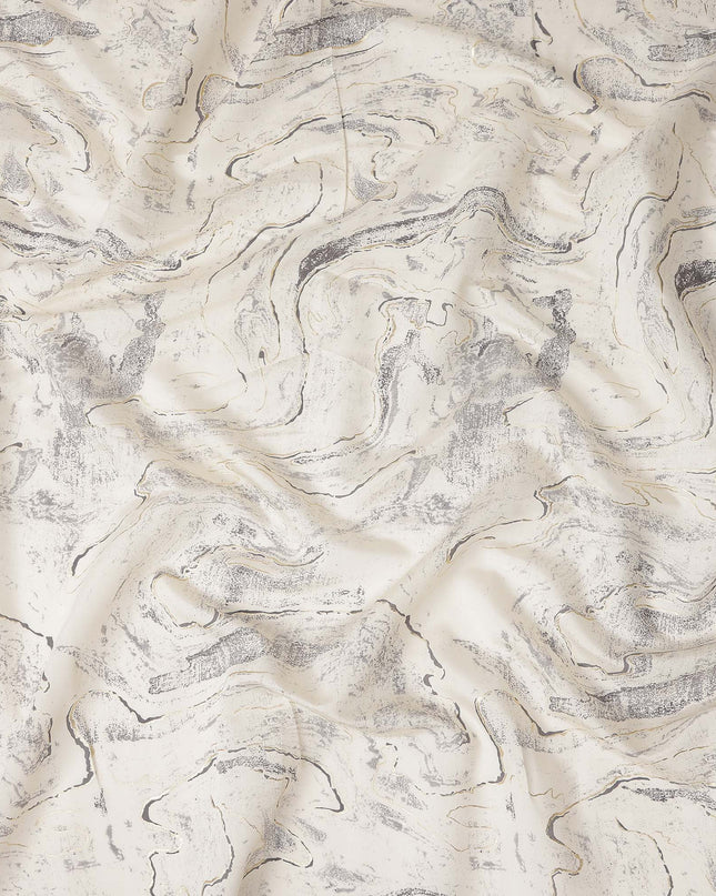 Ivory Marble Abstract Foil Viscose Fabric 110cm