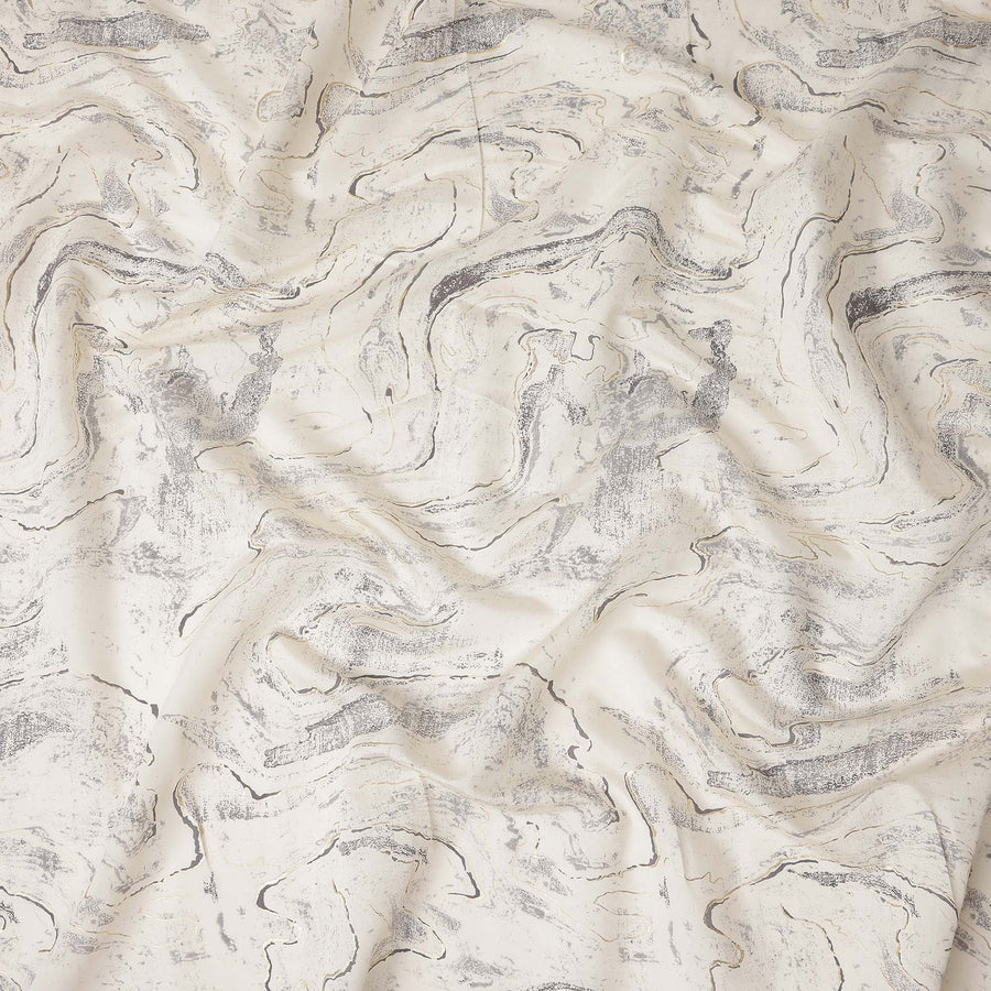 Ivory Marble Abstract Foil Viscose Fabric 110cm