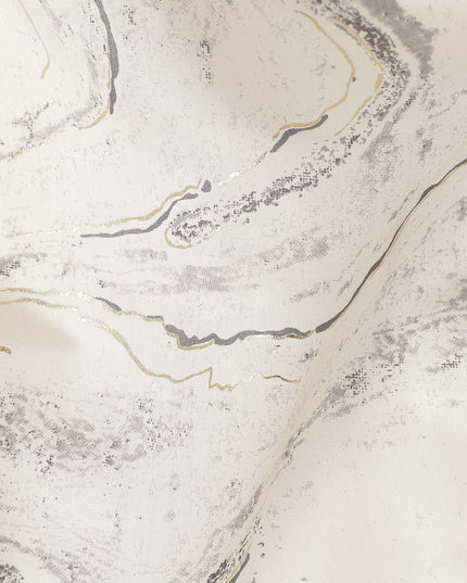 Ivory Marble Abstract Foil Viscose Fabric 110cm
