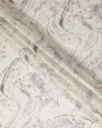 Ivory Marble Abstract Foil Viscose Fabric 110cm