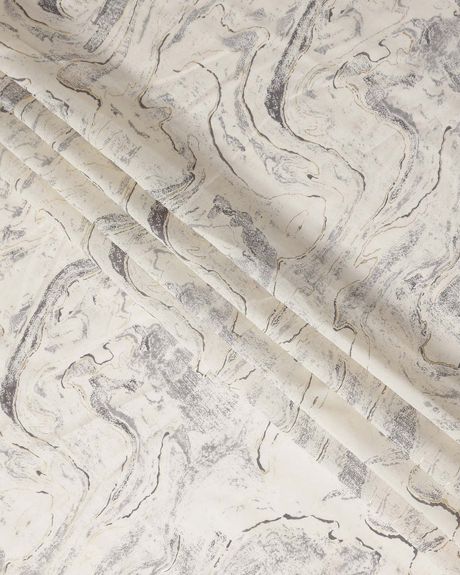 Ivory Marble Abstract Foil Viscose Fabric 110cm