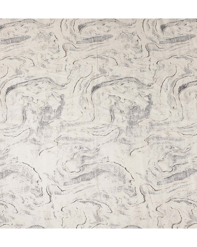 Ivory Marble Abstract Foil Viscose Fabric 110cm