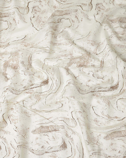 Cream Gold Marble Foil Viscose Fabric 110cm