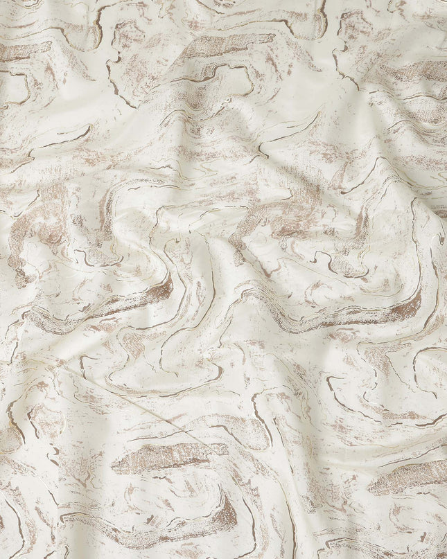 Cream Gold Marble Foil Viscose Fabric 110cm