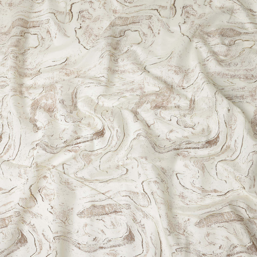 Cream Gold Marble Foil Viscose Fabric 110cm