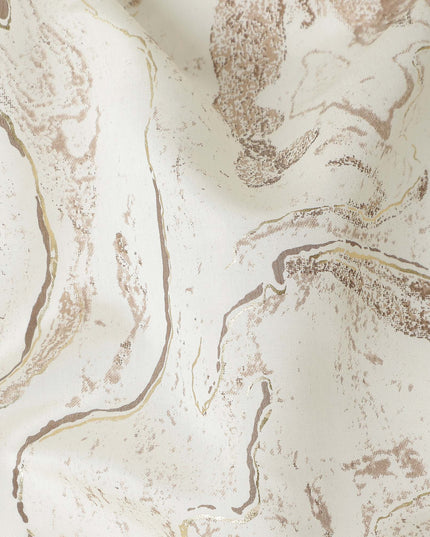 Cream Gold Marble Foil Viscose Fabric 110cm