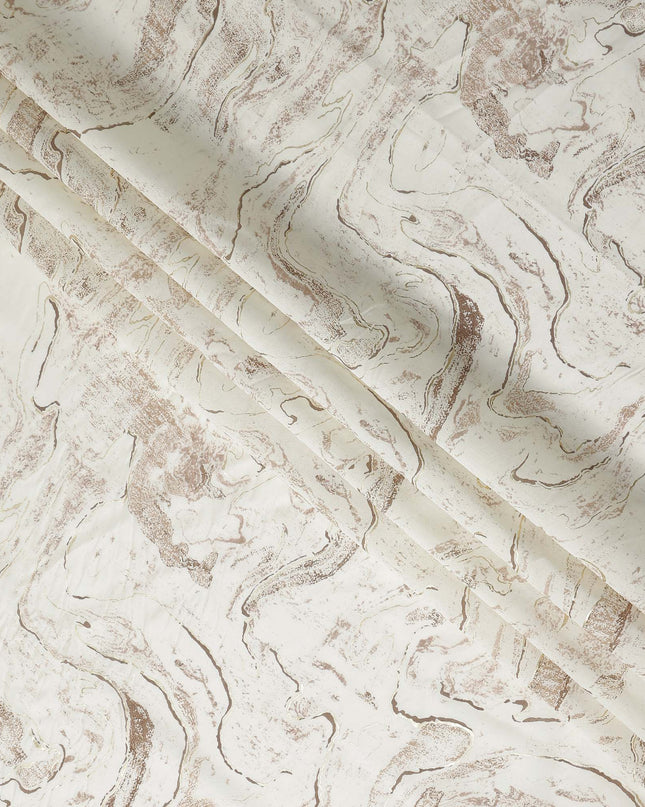 Cream Gold Marble Foil Viscose Fabric 110cm