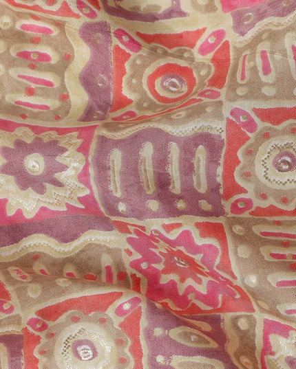 Rose Pink Geometric Tile Cotton Lawn Fabric 110cm