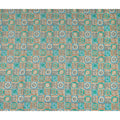 Turquoise Teal Geometric Tile Cotton Lawn Fabric 110cm