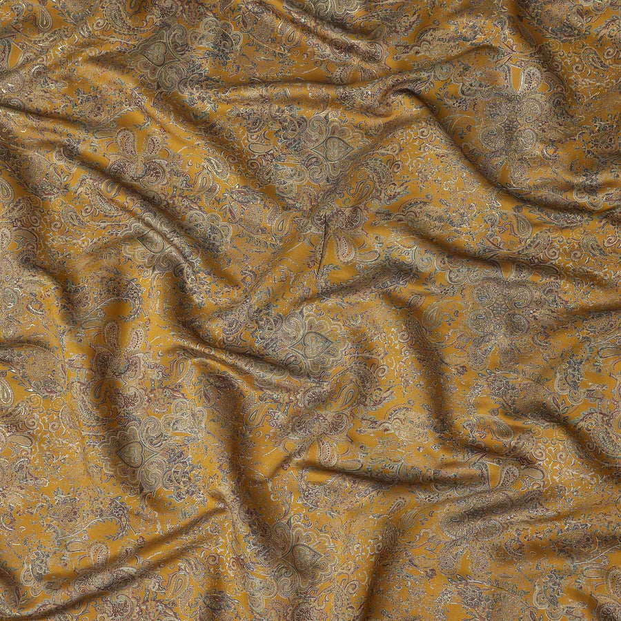 Antique Mustard Paisley Cotton Lawn Fabric 110cm