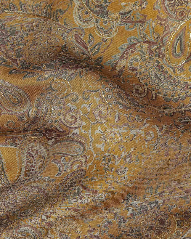 Antique Mustard Paisley Cotton Lawn Fabric 110cm