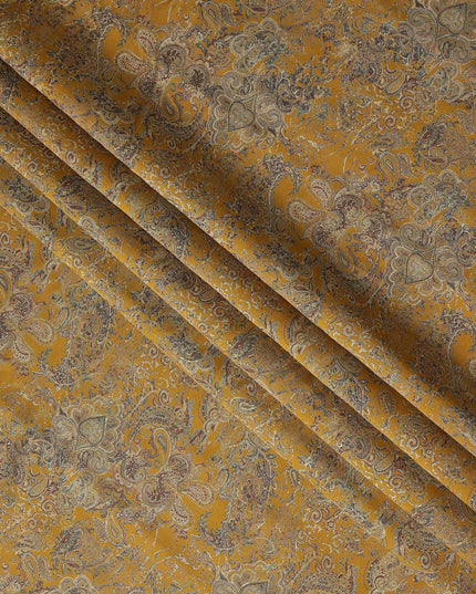 Antique Mustard Paisley Cotton Lawn Fabric 110cm