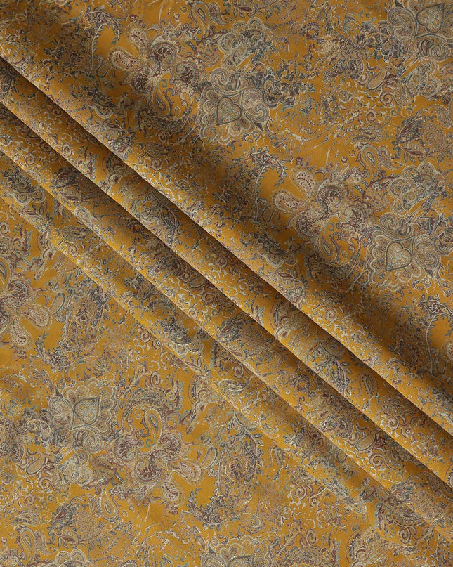 Antique Mustard Paisley Cotton Lawn Fabric 110cm