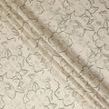 Ivory Cream Line Art Floral Cotton Lawn Fabric 110cm