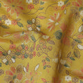 Ochre Yellow Floral Cotton Lawn Fabric 110cm