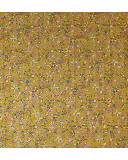 Ochre Yellow Floral Cotton Lawn Fabric 110cm
