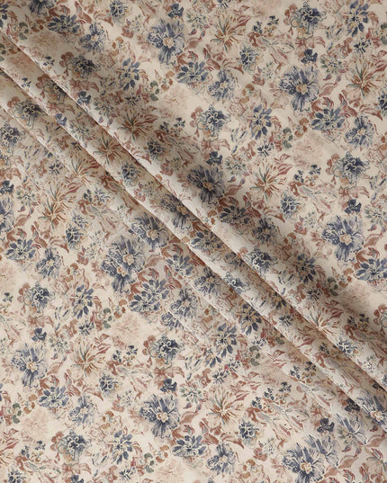 Oatmeal Beige Floral Cotton Lawn Fabric 110cm