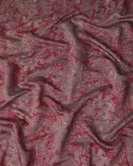 Burgundy Paisley Foil Viscose Fabric 110cm India
