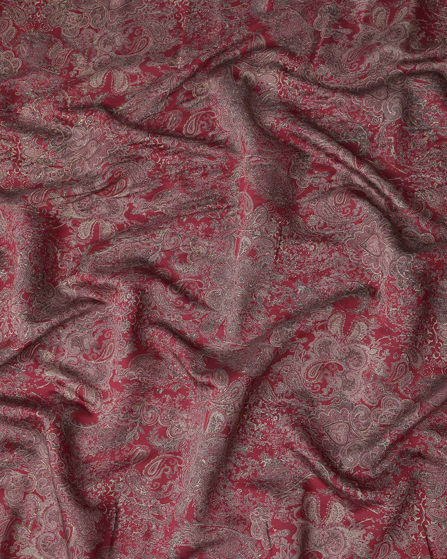 Burgundy Paisley Foil Viscose Fabric 110cm India