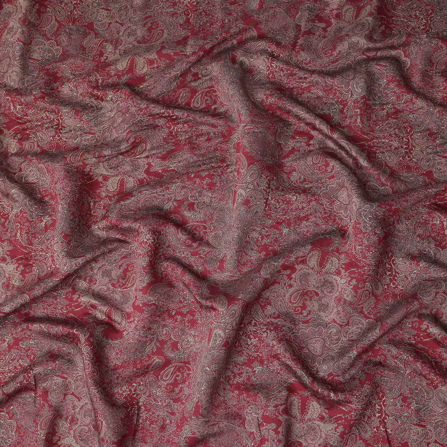 Burgundy Paisley Foil Viscose Fabric 110cm India